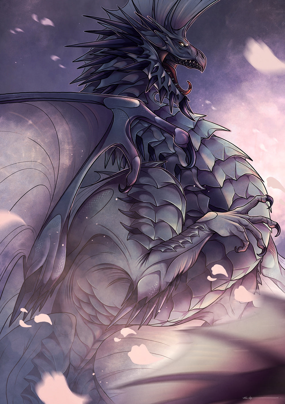 Silver Dragon - Digital Print (A4)