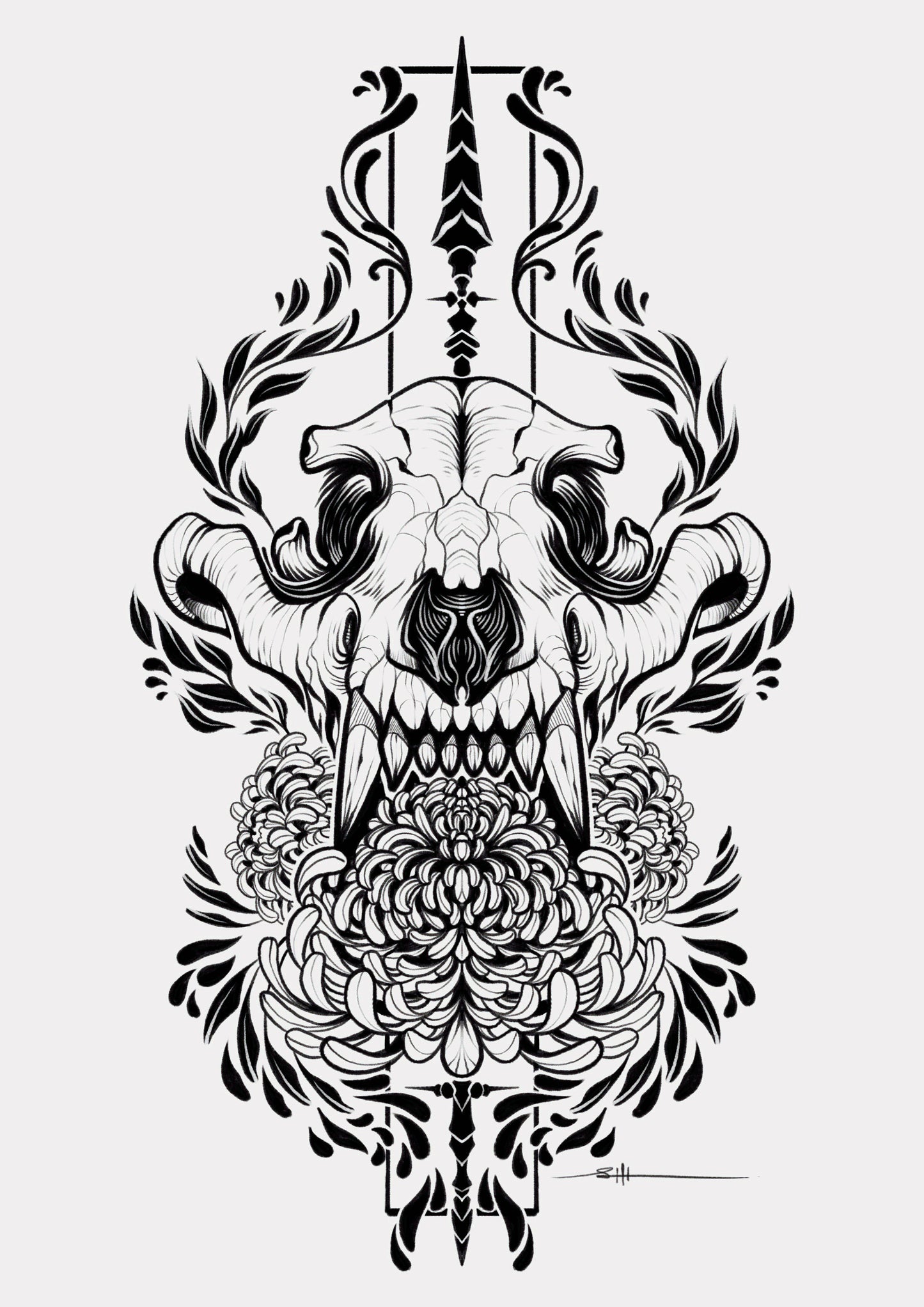 Skull Flower - Digital Print (A4)