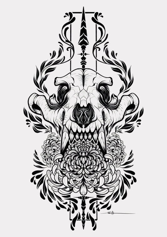 Skull Flower - Digital Print (A4)